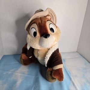 Vintage Disney Chip & Dale Plush Stuffed Animal 10" Safari Hat Brown Jacket